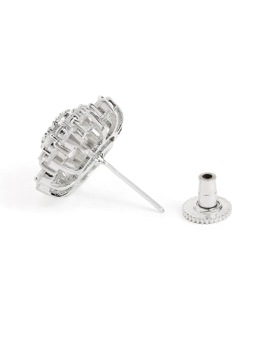 Elegant Crystal Floral Stud Earrings