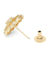 Floral Pattern CZ Stud Earrings