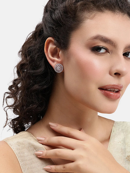 Timeless Spiral Diamond Stud Earrings - Rose Gold