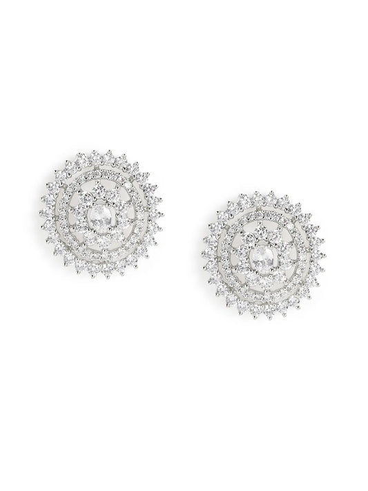 Timeless Spiral Diamond Stud Earrings - Silver