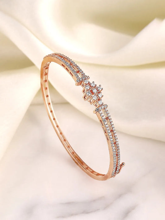 GlimmerAura Studded Kada for Women - Rose Gold