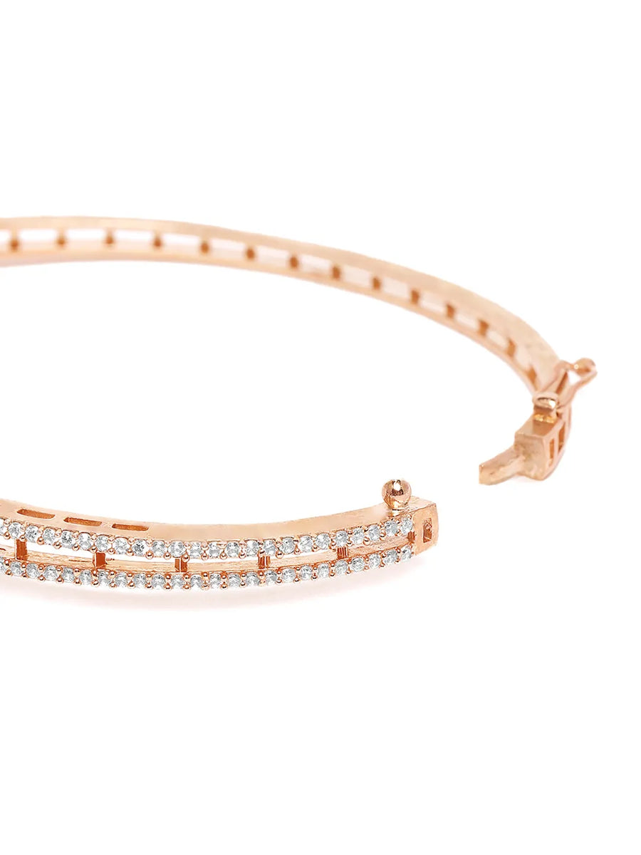 GlimmerAura Studded Kada for Women - Rose Gold