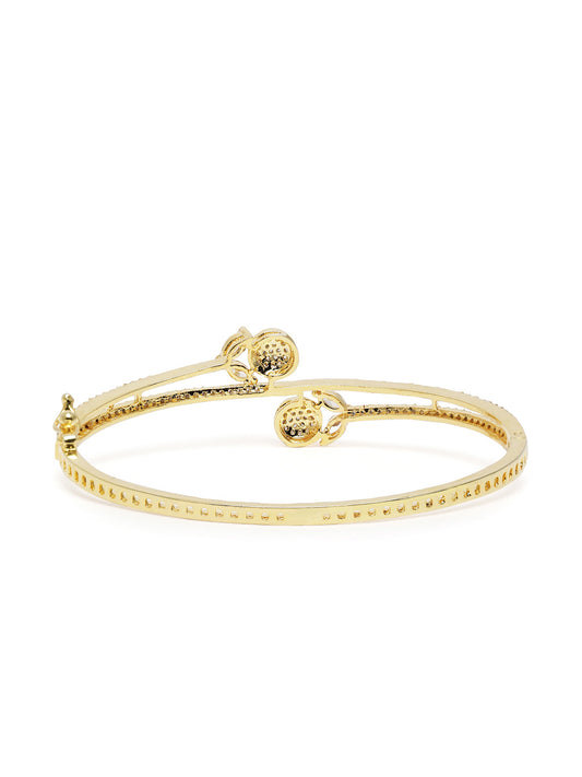 Elegant CZ Studded Kada Bracelet in Gold featuring Cubic Zirconia kada bracelet  
