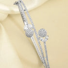 Elegant CZ Studded Kada Bracelet - Silver