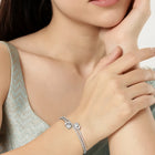 Elegant CZ Studded Kada Bracelet - Silver