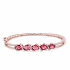 Crystal CZ Kada for Statement Look - Rose Gold - Red