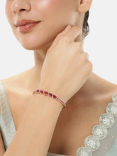 Crystal CZ Kada for Statement Look - Rose Gold - Red