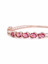 Crystal CZ Kada for Statement Look - Rose Gold - Red