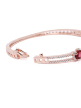 Crystal CZ Kada for Statement Look - Rose Gold - Red