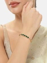 Crystal CZ Kada for Statement Look - Gold - Green