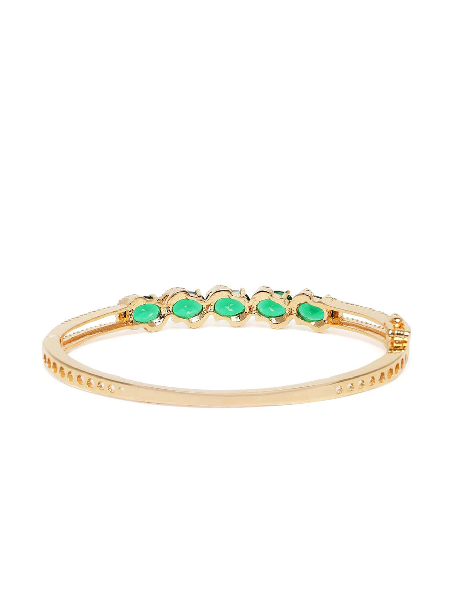 Crystal CZ Kada for Statement Look - Gold - Green