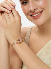 Crystal CZ Kada for Statement Look - Gold - Red