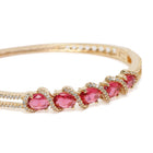 Crystal CZ Kada for Statement Look - Gold - Red