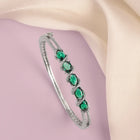 Crystal CZ Kada for Statement Look - Silver - Green