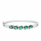 Crystal CZ Kada for Statement Look - Silver - Green