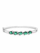 Crystal CZ Kada for Statement Look - Silver - Green