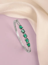 Crystal CZ Kada for Statement Look - Silver - Green