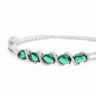 Crystal CZ Kada for Statement Look - Silver - Green