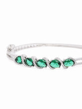 Crystal CZ Kada for Statement Look - Silver - Green