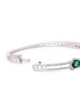 Crystal CZ Kada for Statement Look - Silver - Green
