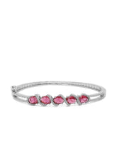 Crystal CZ Kada for Statement Look - Silver - Red