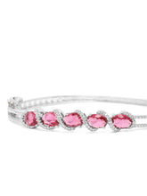 Crystal CZ Kada for Statement Look - Silver - Red