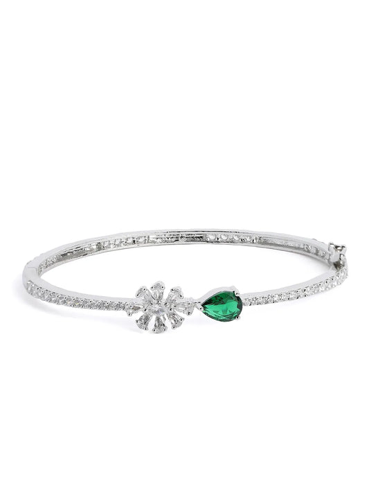 Floral Spark Faux Emerald Grace Bangle