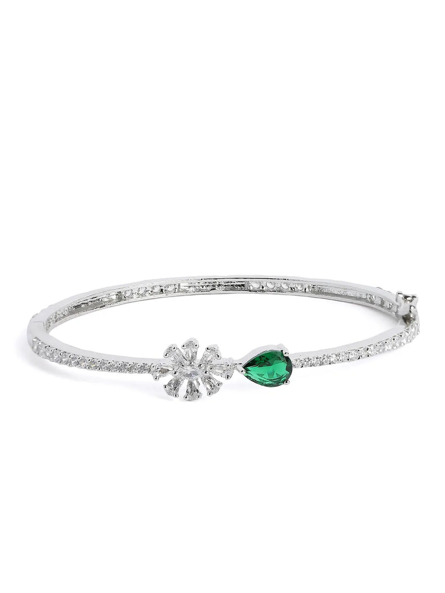 Floral Spark Faux Emerald Grace Bangle