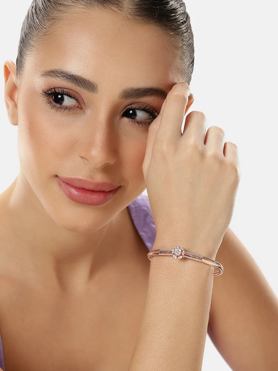 CZ Stone Bracelet for Classic Look - Rose Gold