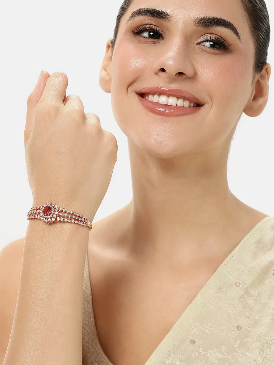 CZ Studded Kada with Ruby Charm