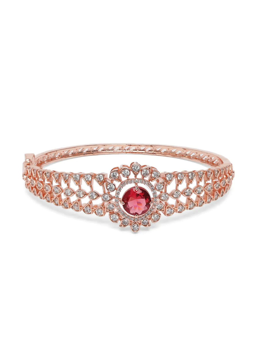 CZ Studded Kada with Ruby Charm