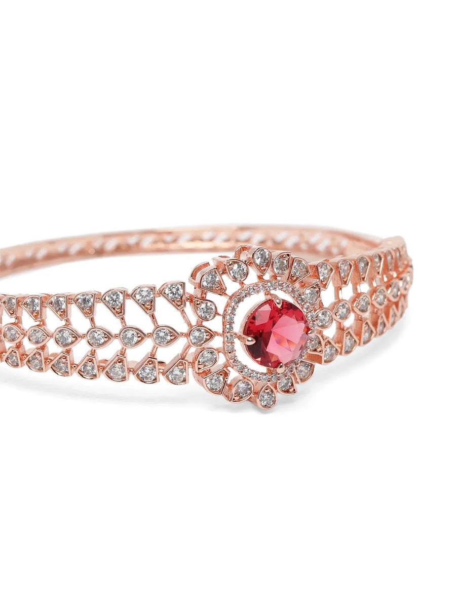 CZ Studded Kada with Ruby Charm