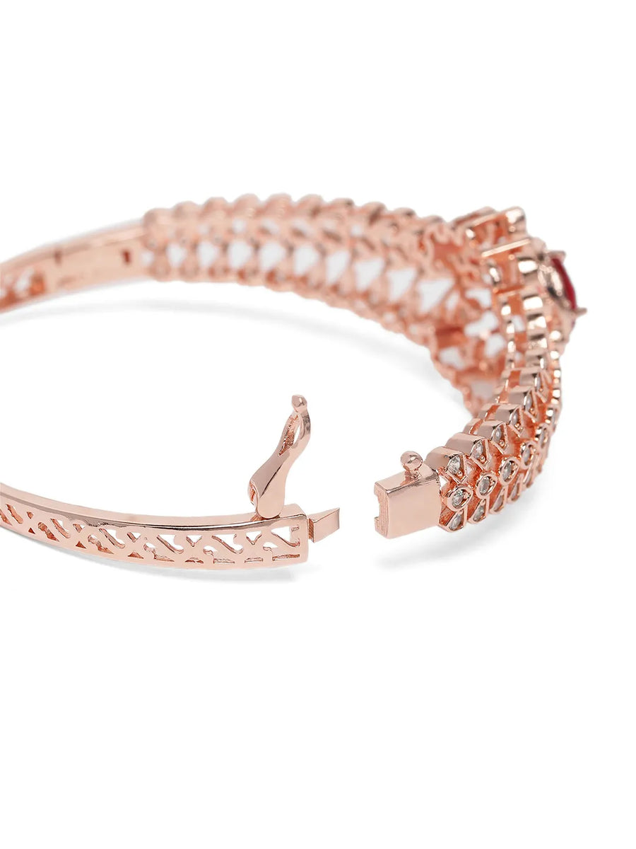 CZ Studded Kada with Ruby Charm