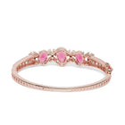 Triple Ruby Halo CZ Stone Kada Bracelet - Rose Gold - Red