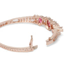 Triple Ruby Halo CZ Stone Kada Bracelet - Rose Gold - Red