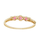 Triple Ruby Halo CZ Stone Kada Bracelet - Gold - Red