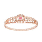 Intricate Crystal Kada with Ruby Accent - Rose Gold - Red