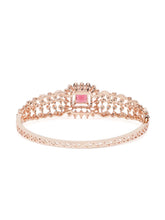 Intricate Crystal Kada with Ruby Accent - Rose Gold - Red