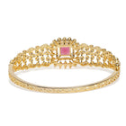 Intricate Crystal Kada with Ruby Accent - Gold - Red