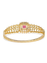 Intricate Crystal Kada with Ruby Accent - Gold - Red