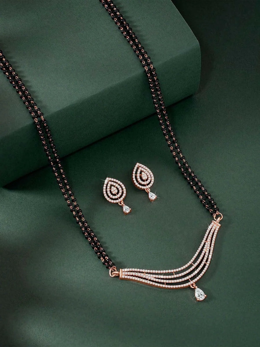 Layered Graceful Wave Rose Gold Mangalsutra Set