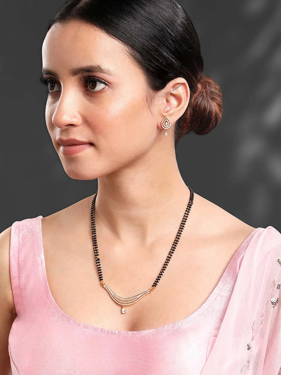 Layered Graceful Wave Rose Gold Mangalsutra Set