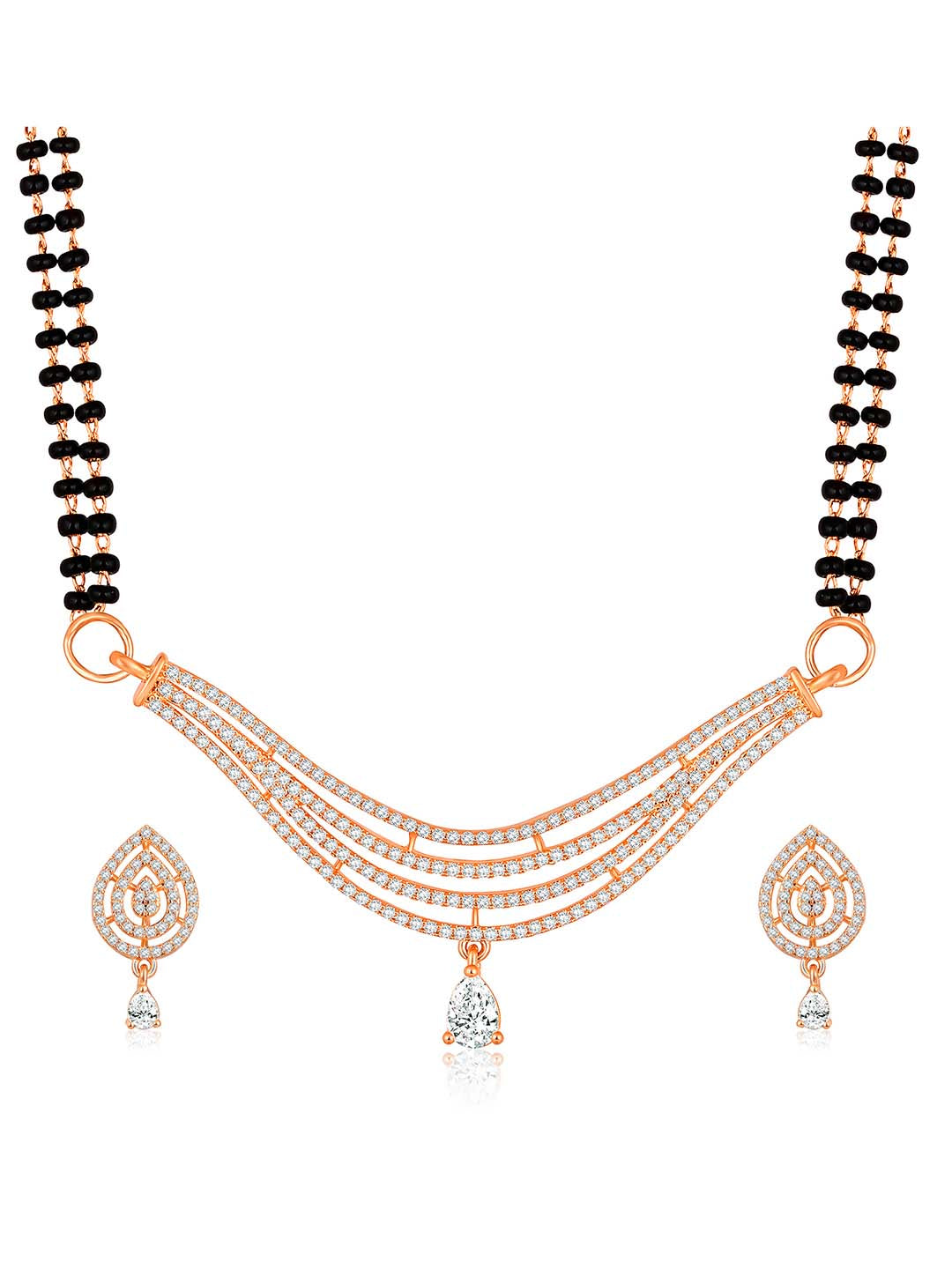 CZ Studded Traditional Rose Gold Mangalsutra Set