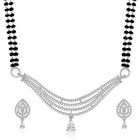 Layered Graceful Wave Silver Mangalsutra Set