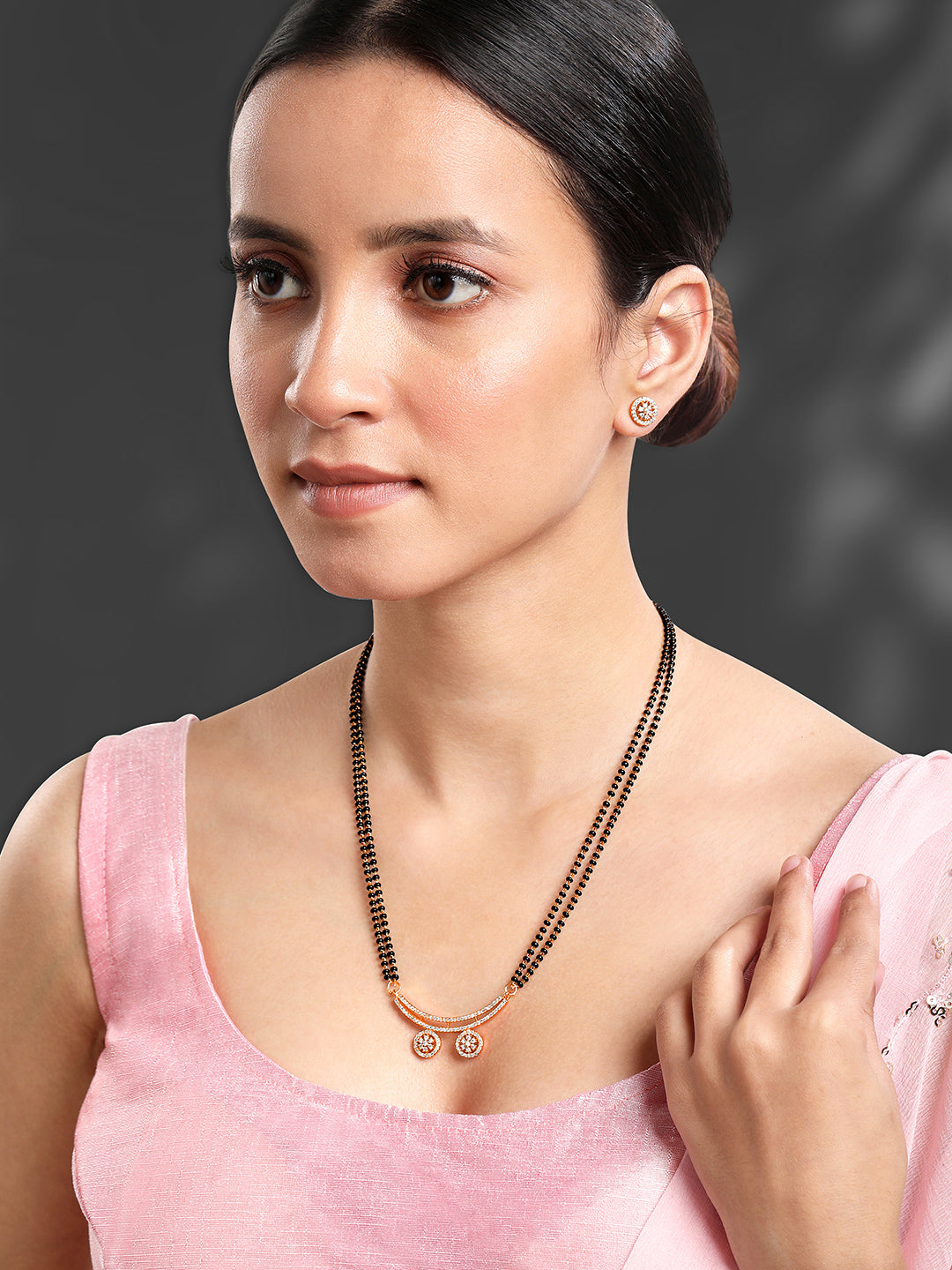 Dazzling CZ Rose Gold Mangalsutra Set