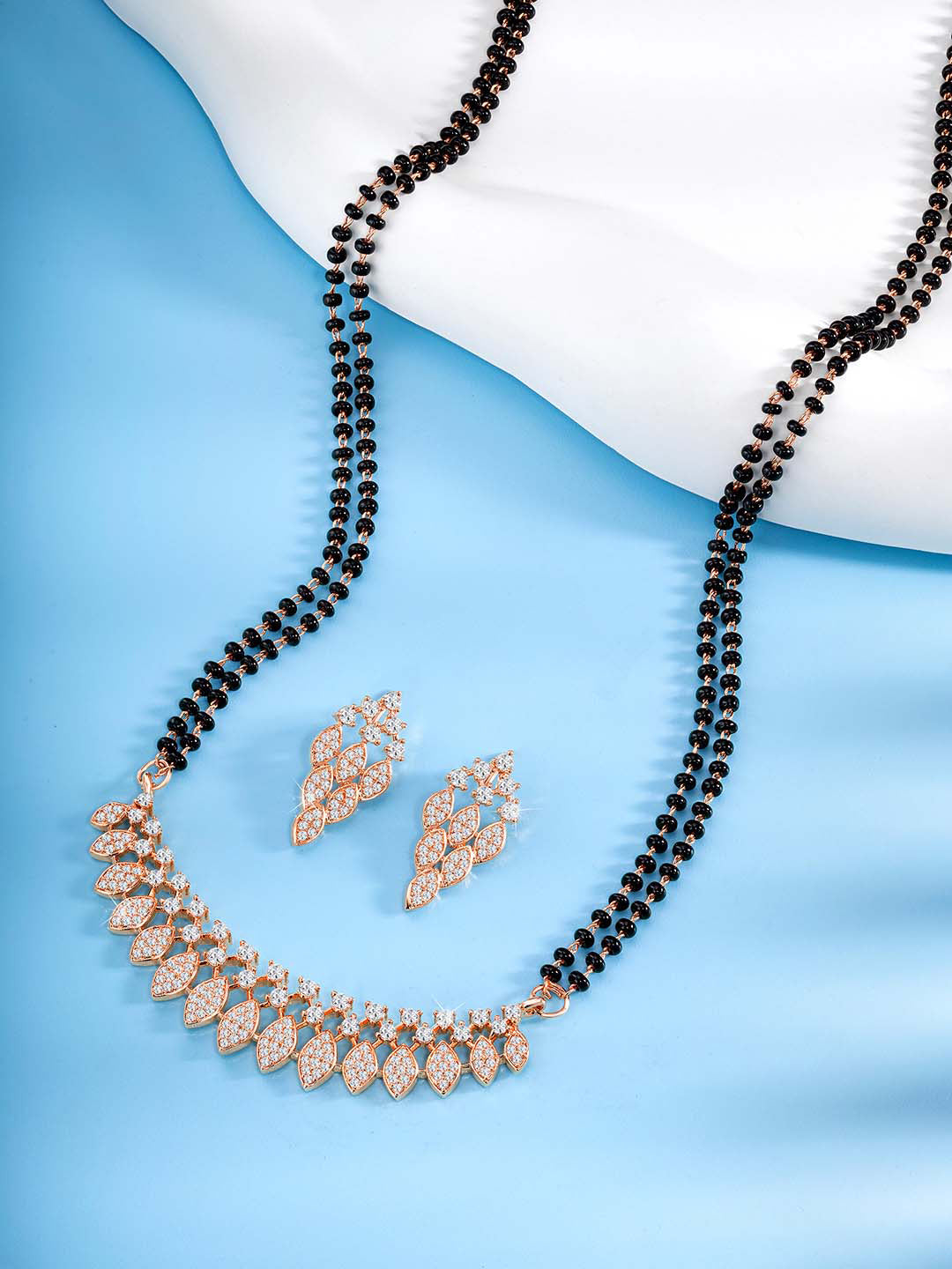 Radiant Rose Gold CZ Mangalsutra Set