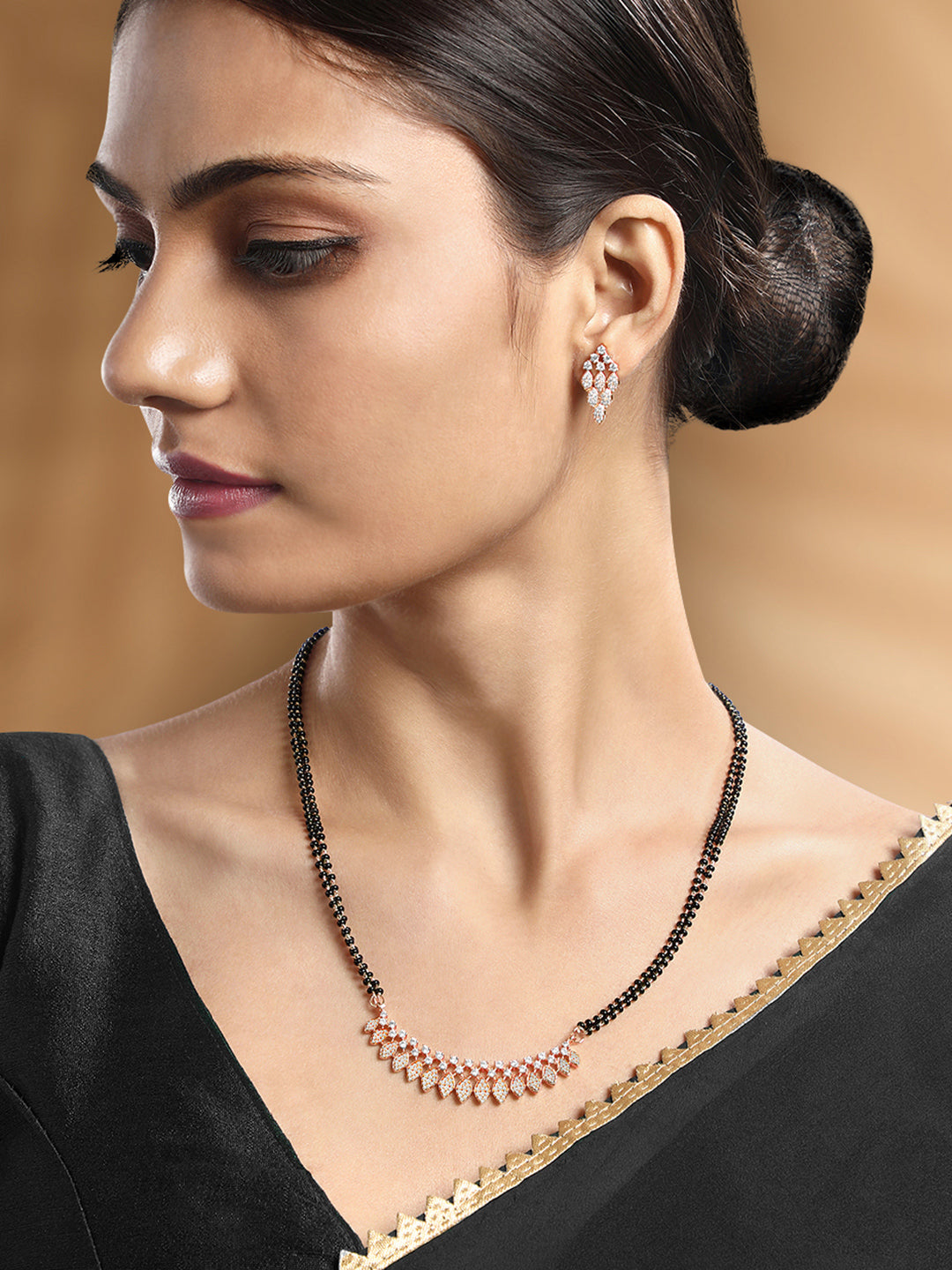 Radiant Rose Gold CZ Mangalsutra Set