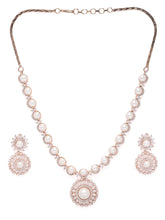 Floral Halo CZ Pearl Necklace Set