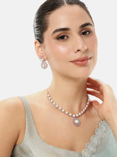 Floral Halo CZ Pearl Necklace Set
