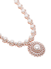 Floral Halo CZ Pearl Necklace Set